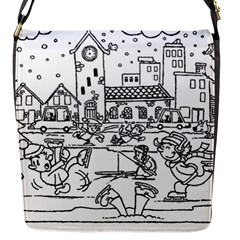 Colouring Page Winter City Skating Flap Closure Messenger Bag (s) by Hannah976