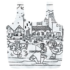 Colouring Page Winter City Skating Full Print Recycle Bag (xl) by Hannah976