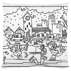 Colouring Page Winter City Skating Standard Premium Plush Fleece Cushion Case (one Side) by Hannah976