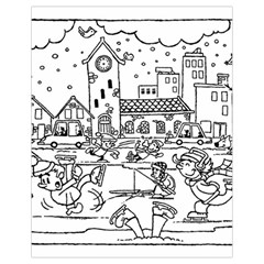 Colouring Page Winter City Skating Drawstring Bag (small)