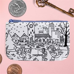 Colouring Page Winter City Skating Large Coin Purse