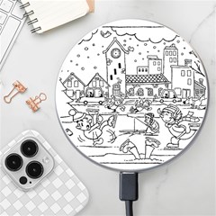 Colouring Page Winter City Skating Wireless Fast Charger(white) by Hannah976