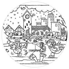 Colouring Page Winter City Skating Round Trivet