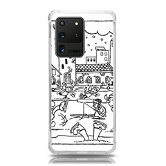 Colouring Page Winter City Skating Samsung Galaxy S20 Ultra 6 9 Inch Tpu Uv Case by Hannah976