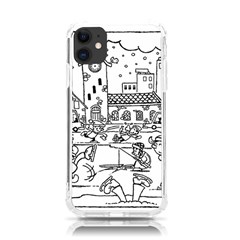 Colouring Page Winter City Skating Iphone 11 Tpu Uv Print Case by Hannah976