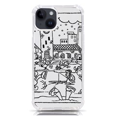 Colouring Page Winter City Skating Iphone 14 Tpu Uv Print Case by Hannah976