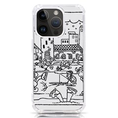 Colouring Page Winter City Skating Iphone 14 Pro Tpu Uv Print Case by Hannah976