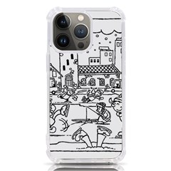 Colouring Page Winter City Skating Iphone 13 Pro Tpu Uv Print Case by Hannah976