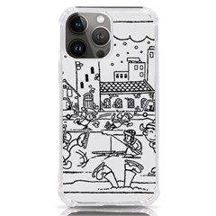 Colouring Page Winter City Skating Iphone 13 Pro Max Tpu Uv Print Case by Hannah976