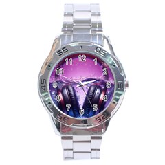 Headphones Sound Audio Music Radio Stainless Steel Analogue Watch by Hannah976