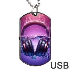 Headphones Sound Audio Music Radio Dog Tag Usb Flash (two Sides) by Hannah976