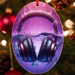 Headphones Sound Audio Music Radio Uv Print Acrylic Ornament Oval by Hannah976