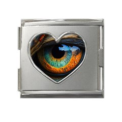 Eye Bird Feathers Vibrant Mega Link Heart Italian Charm (18mm) by Hannah976