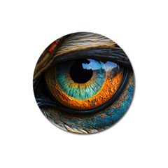 Eye Bird Feathers Vibrant Magnet 3  (round) by Hannah976