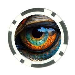 Eye Bird Feathers Vibrant Poker Chip Card Guard by Hannah976