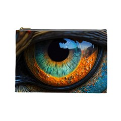 Eye Bird Feathers Vibrant Cosmetic Bag (large) by Hannah976