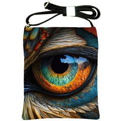 Eye Bird Feathers Vibrant Shoulder Sling Bag by Hannah976