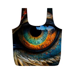 Eye Bird Feathers Vibrant Full Print Recycle Bag (m) by Hannah976