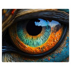 Eye Bird Feathers Vibrant Two Sides Premium Plush Fleece Blanket (medium) by Hannah976