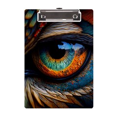 Eye Bird Feathers Vibrant A5 Acrylic Clipboard by Hannah976