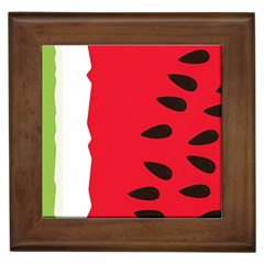 Watermelon Black Green Melon Red Framed Tile by Cemarart