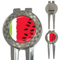 Watermelon Black Green Melon Red 3-in-1 Golf Divots by Cemarart