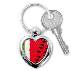 Watermelon Black Green Melon Red Key Chain (heart) by Cemarart