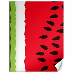 Watermelon Black Green Melon Red Canvas 12  X 16  by Cemarart