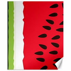 Watermelon Black Green Melon Red Canvas 16  X 20  by Cemarart