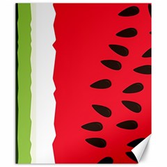 Watermelon Black Green Melon Red Canvas 20  X 24  by Cemarart