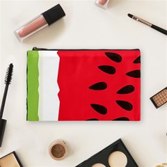 Watermelon Black Green Melon Red Cosmetic Bag (medium) by Cemarart