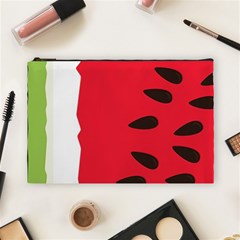 Watermelon Black Green Melon Red Cosmetic Bag (large) by Cemarart