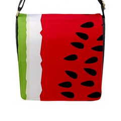 Watermelon Black Green Melon Red Flap Closure Messenger Bag (l) by Cemarart