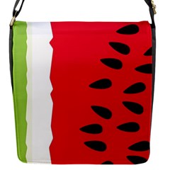 Watermelon Black Green Melon Red Flap Closure Messenger Bag (s) by Cemarart