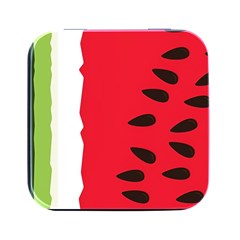 Watermelon Black Green Melon Red Square Metal Box (black) by Cemarart