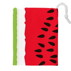 Watermelon Black Green Melon Red Drawstring Pouch (5xl) by Cemarart