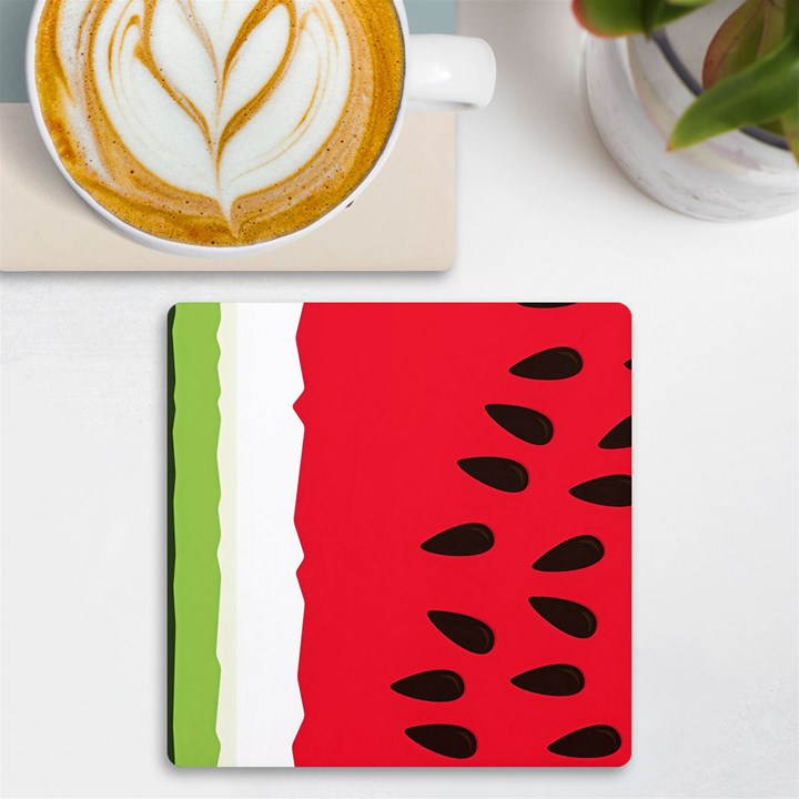 Watermelon Black Green Melon Red UV Print Square Tile Coaster 