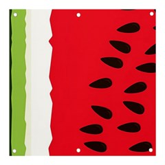 Watermelon Black Green Melon Red Banner And Sign 3  X 3  by Cemarart