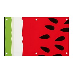 Watermelon Black Green Melon Red Banner And Sign 5  X 3  by Cemarart