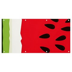 Watermelon Black Green Melon Red Banner And Sign 8  X 4  by Cemarart