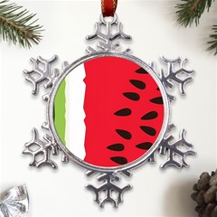 Watermelon Black Green Melon Red Metal Large Snowflake Ornament by Cemarart