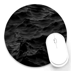 Black Sea Minimalist Dark Aesthetics Vaporwave Round Mousepad by Cemarart