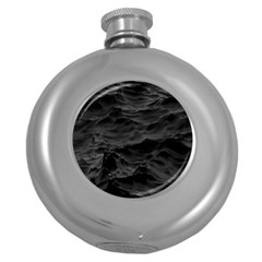 Black Sea Minimalist Dark Aesthetics Vaporwave Round Hip Flask (5 Oz) by Cemarart