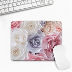 Pastel Rose Flower Blue Pink White Small Mousepad by Cemarart