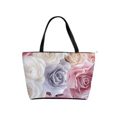 Pastel Rose Flower Blue Pink White Classic Shoulder Handbag by Cemarart