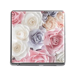 Pastel Rose Flower Blue Pink White Memory Card Reader (square 5 Slot) by Cemarart