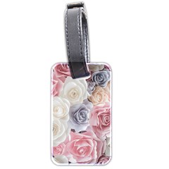 Pastel Rose Flower Blue Pink White Luggage Tag (two Sides) by Cemarart