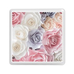 Pastel Rose Flower Blue Pink White Memory Card Reader (square) by Cemarart