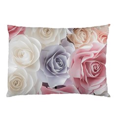 Pastel Rose Flower Blue Pink White Pillow Case (two Sides) by Cemarart