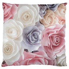 Pastel Rose Flower Blue Pink White Standard Premium Plush Fleece Cushion Case (two Sides) by Cemarart